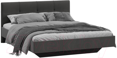 Двуспальная кровать ТриЯ Элис тип 1 с мягкой обивкой 160x200 (велюр графит)