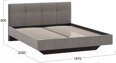 Двуспальная кровать ТриЯ Элис тип 1 с мягкой обивкой 160x200 (велюр мокко)