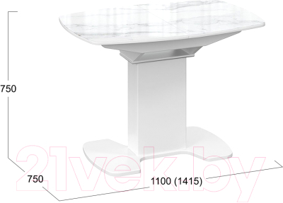 Обеденный стол ТриЯ Портофино СМ(ТД)-105.01.11(1) (белый глянец/стекло белый мрамор)