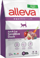 Сухой корм для кошек Alleva Эквилибриум Сенситив с уткой для взрослых кошек / P61024 (1.5кг) - 