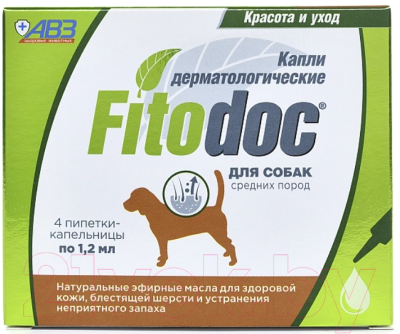 Средство для ухода за кожей животных Агроветзащита Fitodoc для средних пород собак / AB1417