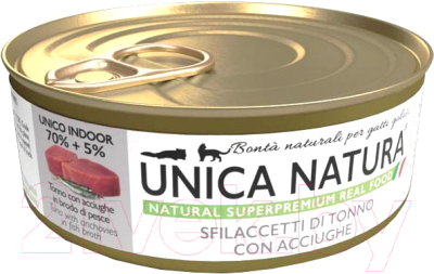 Влажный корм для кошек Unica Natura тунец с анчоусами (70г)