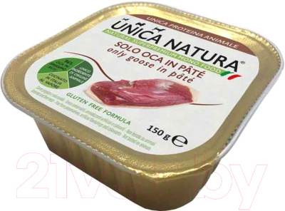 Влажный корм для собак Unica Natura для мелких пород гусиный паштет (150г)