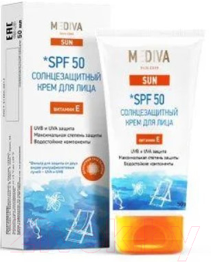 Крем для лица Mediva Sun SPF50 Солнцезащитный / 112419 (50мл)