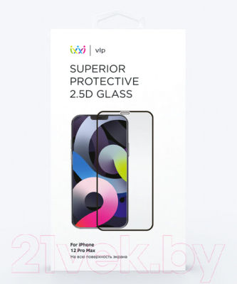 Защитное стекло для телефона VLP Privacy 2.5D для iPhone 12/12Pro / vlp-25DGLP20-61BK (черная рамка)
