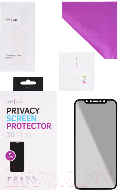 Защитное стекло для телефона VLP Privacy 3D для iPhone 11 Pro / vlp-3DGLP19-58BK
