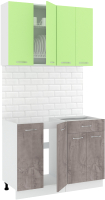 Кухонный гарнитур Кортекс-мебель Корнелия Лира-лайт 1.1м без столешницы (зеленый/оникс) - 