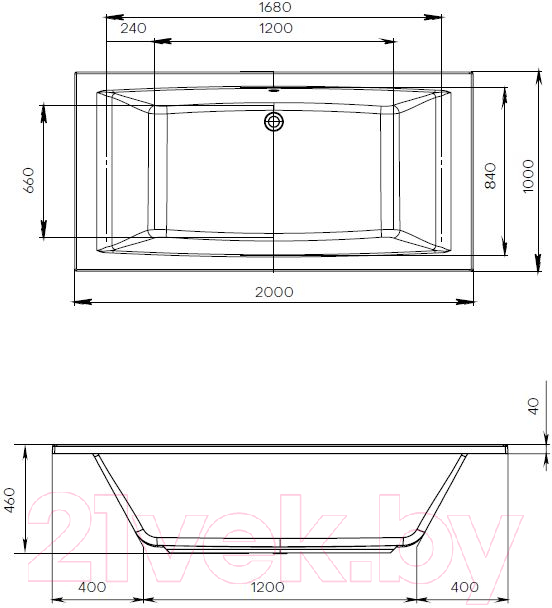 Ванна акриловая 1Марка Aelita MG 200x100