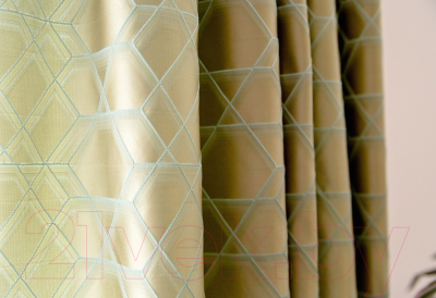 Шторы Decoretto Урбан пустыня УП-K3 (200x260, золотистая ткань с геометрическим рисунком)