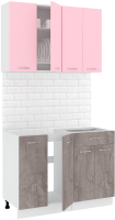 Кухонный гарнитур Кортекс-мебель Корнелия Лира-лайт 1.1м без столешницы (розовый/оникс) - 