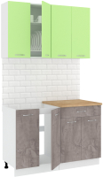 Готовая кухня Кортекс-мебель Корнелия Лира-лайт 1.2м (зеленый/оникс/дуб бунратти) - 