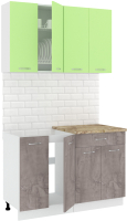 Готовая кухня Кортекс-мебель Корнелия Лира-лайт 1.2м (зеленый/оникс/мадрид) - 