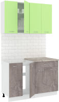 Кухонный гарнитур Кортекс-мебель Корнелия Лира-лайт 1.2м (зеленый/оникс/марсель) - 