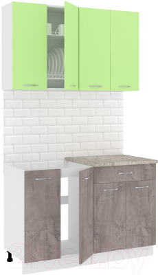 Готовая кухня Кортекс-мебель Корнелия Лира-лайт 1.2м (зеленый/оникс/марсель)