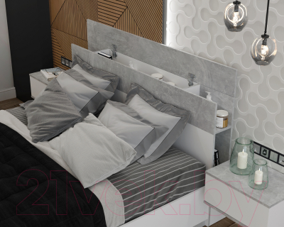 Комплект мебели для спальни Интерлиния Quartz-15 (белый платинум/бетон)