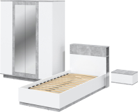 Комплект мебели для спальни Интерлиния Quartz-17 (белый платинум/бетон) - 