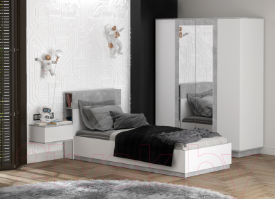 Комплект мебели для спальни Интерлиния Quartz-17 (белый платинум/бетон)