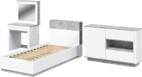 Комплект мебели для спальни Интерлиния Quartz-18 (белый платинум/бетон) - 