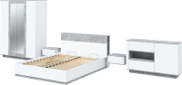 Комплект мебели для спальни Интерлиния Quartz-14 с ПМ (белый платинум/бетон) - 