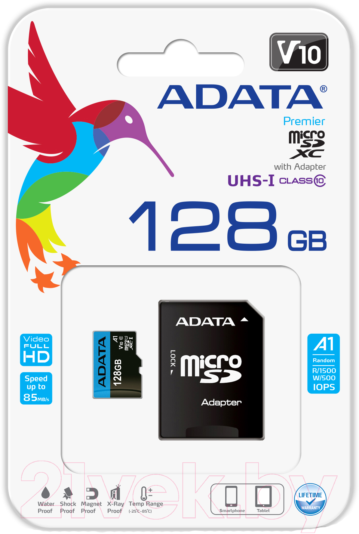 Карта памяти A-data microSDXC (Class 10) 128GB + адаптер (AUSDX128GUICL10A1-RA1)