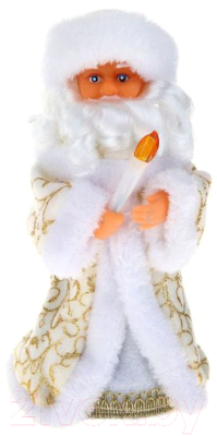 Фигура под елку Зимнее волшебство Дед Мороз белая шуба со свечей / 1111398