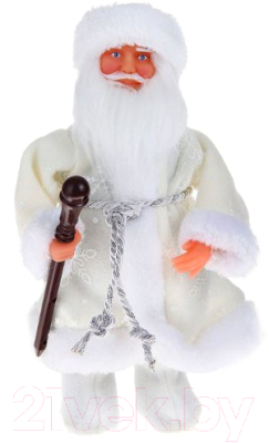 Фигура под елку Зимнее волшебство Дед Мороз в валенках белая шуба/посох / 1111401