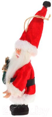 Подвеска новогодняя Зимнее волшебство Дед Мороз в красной шубе с зеленым мешком / 3555379