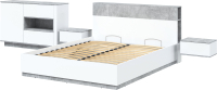 Комплект мебели для спальни Интерлиния Quartz-15 с ПМ (белый платинум/бетон) - 