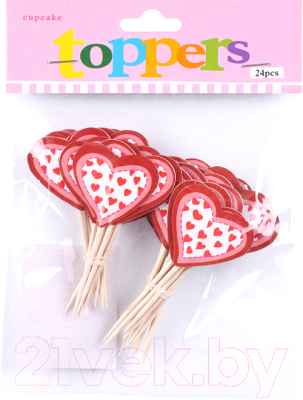 Изображение товара Набор топперов для украшения Darvish Сердечки / DV-H-1385 (24шт)