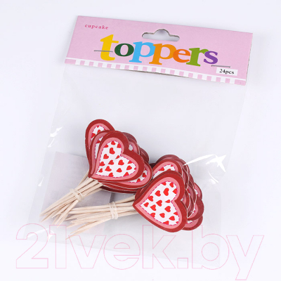 Изображение товара Набор топперов для украшения Darvish Сердечки / DV-H-1385 (24шт)