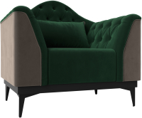 Кресло мягкое Mebelico Флорида (велюр зеленый/коричневый) - 