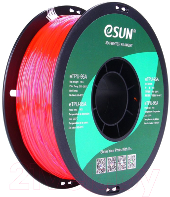 Пластик для 3D-печати eSUN eTPU-95A / т0030664 (1.75мм, 1кг, розовый прозрачный)