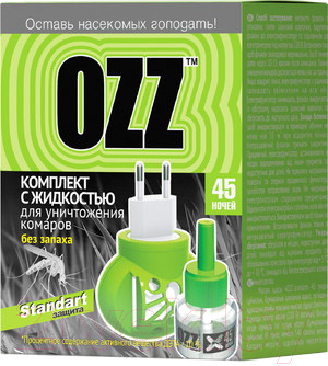 Электрофумигатор OZZ Standart с жидкостью для уничтожения комаров 45 ночей