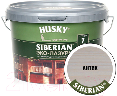 Лазурь для древесины Husky Siberian Эко-Лазурь Полуматовая (2.5л, антик)