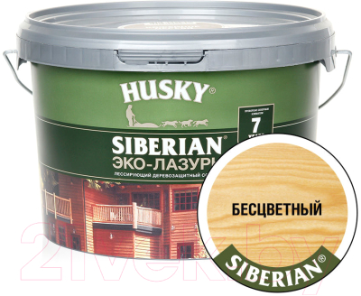 Лазурь для древесины Husky Siberian Эко-Лазурь Полуматовая (2.5л, бесцветный)