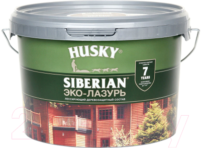 Лазурь для древесины Husky Siberian Эко-Лазурь Полуматовая (2.5л, калужница/сосна)