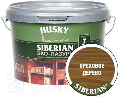 Лазурь для древесины Husky Siberian Эко-Лазурь Полуматовая (2.5л, ореховое дерево)