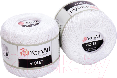 Пряжа для вязания Yarnart Violet 100% хлопок / 1000 (282м, белый)