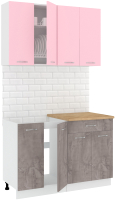 Кухонный гарнитур Кортекс-мебель Корнелия Лира-лайт 1.2м (розовый/оникс/дуб бунратти) - 