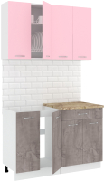 Готовая кухня Кортекс-мебель Корнелия Лира-лайт 1.2м (розовый/оникс/мадрид) - 