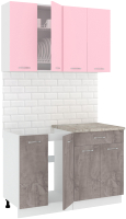 Готовая кухня Кортекс-мебель Корнелия Лира-лайт 1.2м (розовый/оникс/марсель) - 