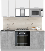 Кухонный гарнитур Интерлиния Мила Лайт 1.8 ВТ (белый платинум/бетон/бискайская сосна) - 