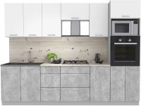 Кухонный гарнитур Интерлиния Мила Лайт 2.8 ВТ (белый платинум/бетон/бискайская сосна) - 