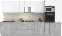 Кухонный гарнитур Интерлиния Мила Лайт 3.6 ВТ (белый платинум/бетон/бискайская сосна) - 