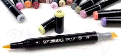 Маркер перманентный Sketchmarker Brush Двусторонний Y51 / SMB-Y51 (желтый)