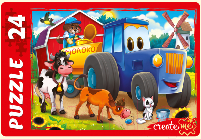 Изображение товара Пазл РЫЖИЙ КОТ Веселый трактор / ПУ24-5882 (24эл)