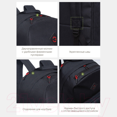 Рюкзак Grizzly RQL-218-9 (черный/красный)