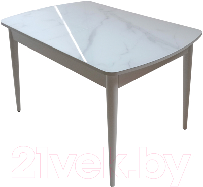 Обеденный стол Васанти Плюс БРФ 100/132x60/1Р (белый мрамор глянец/опоры белые)