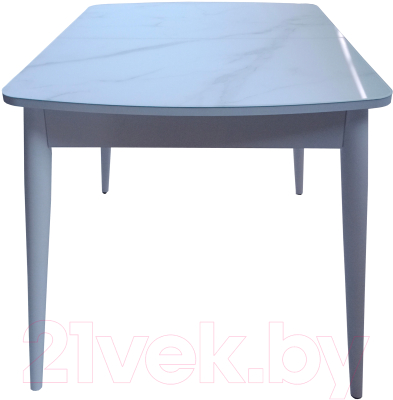 Обеденный стол Васанти Плюс БРФ 100/132x60/1Р (белый мрамор глянец/опоры белые)