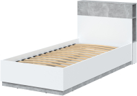 Односпальная кровать Интерлиния Quartz QZ-К90 (белый платинум/бетон) - 